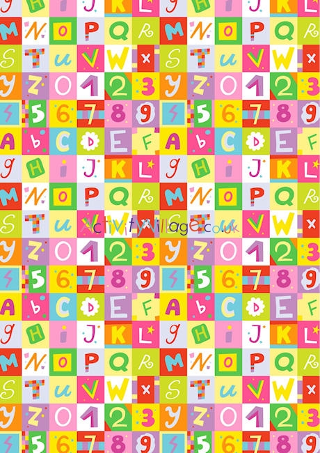 Letters and numbers scrapbook paper