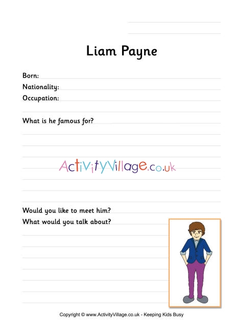 Liam Payne worksheet