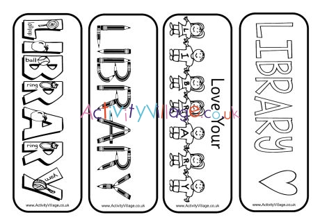 Library colouring bookmarks