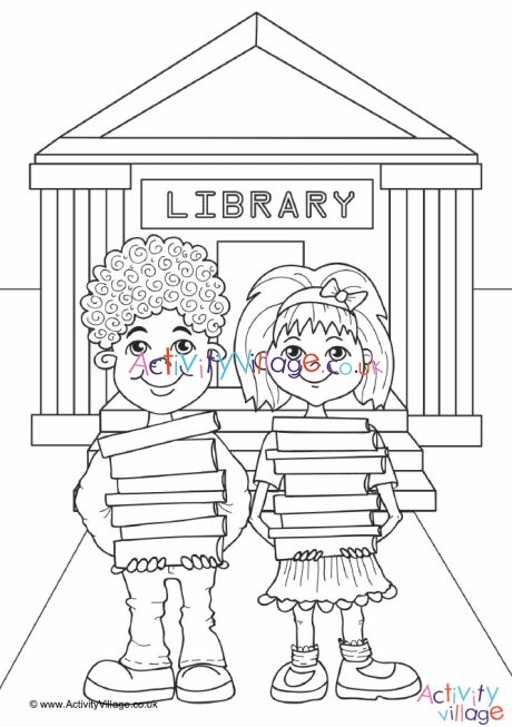 Library colouring page