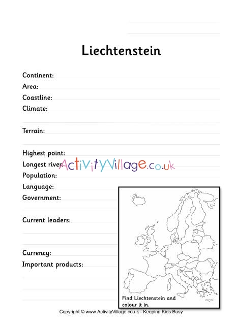 Liechtenstein Fact Worksheet