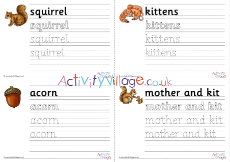 Life Cycle Of A Squirrel Handwriting Worksheets