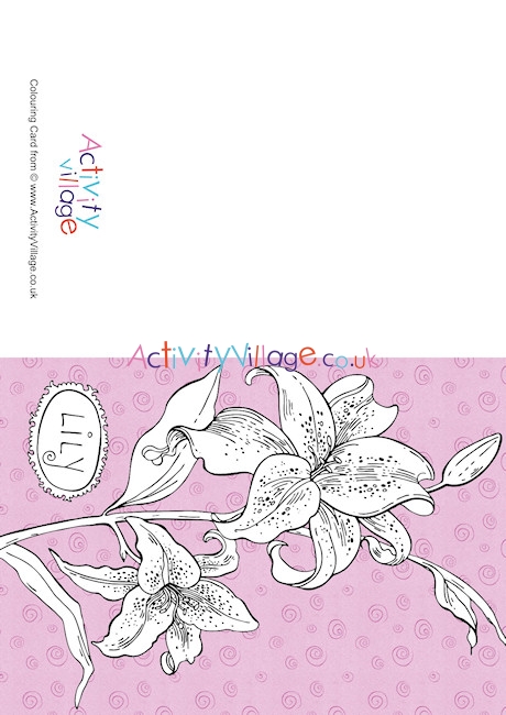 Lily Colour Pop Colouring Card
