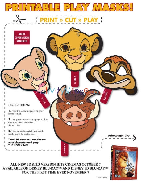 Lion king printable masks