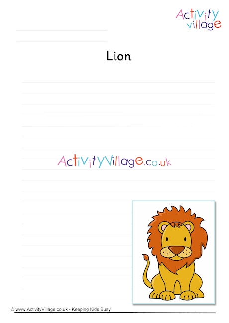 Lion Writing Page
