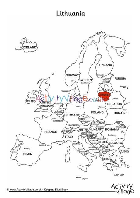 Lithuania On Map Of Europe