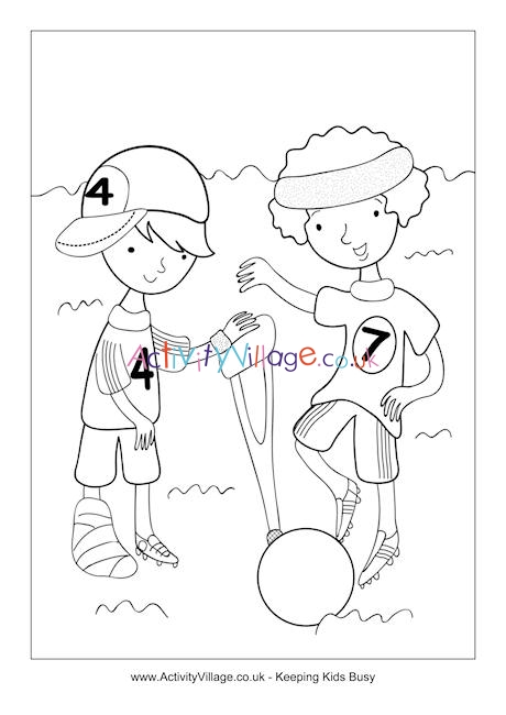 Little boy with broken leg colouring page
