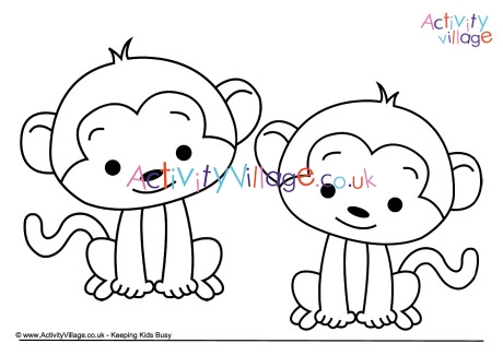 Little monkeys colouring page