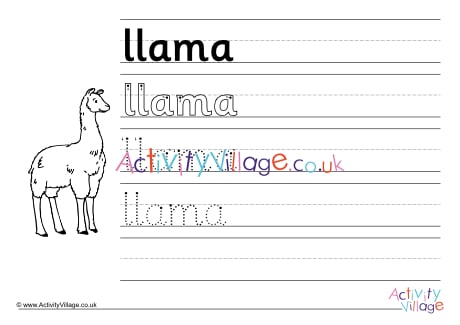 Llama Handwriting Worksheet