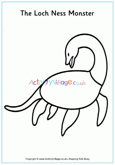 Loch Ness monster colouring page 2