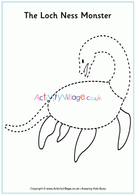 Loch Ness monster tracing page
