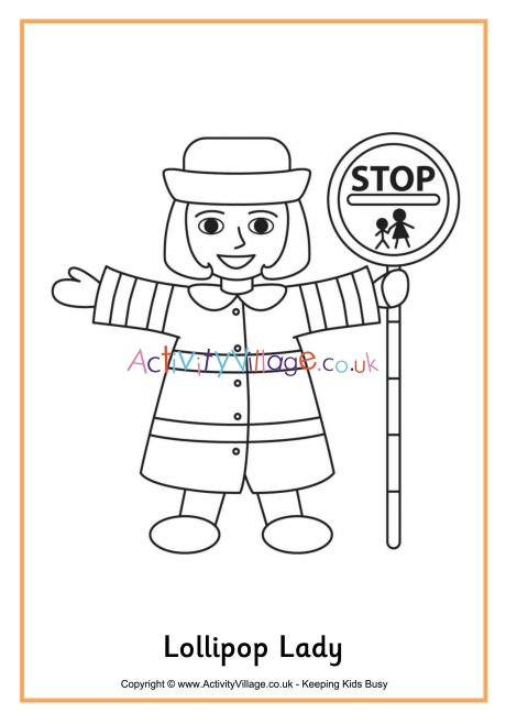 Lollipop lady colouring page 2