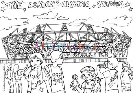 London Olympic Stadium colouring page