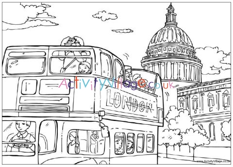 London sight-seeing colouring page