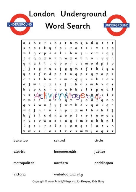 London underground word search