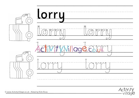 Lorry Handwriting Worksheet