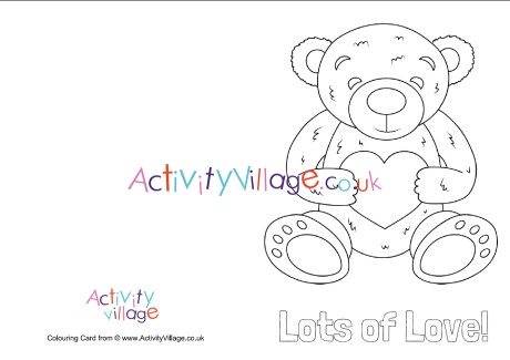 Lots of love teddy colouring card