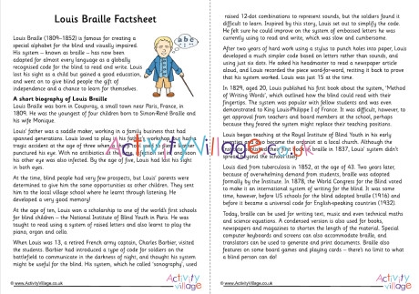 Louis Braille Factsheet