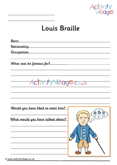 Louis Braille Worksheet