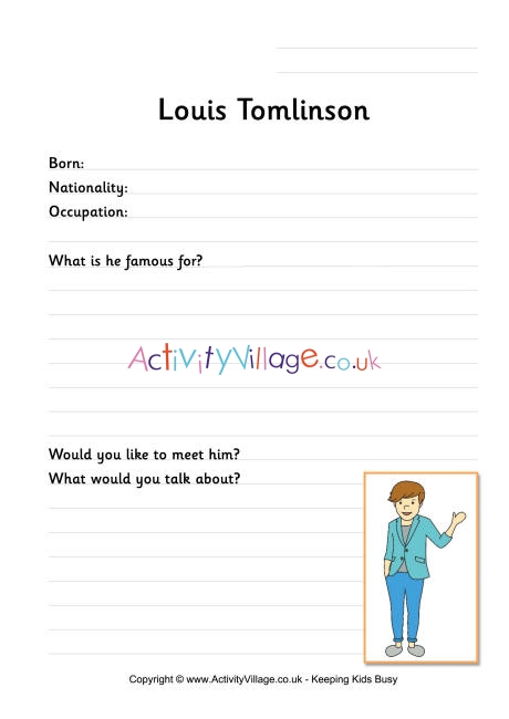 Louis Tomlinson worksheet