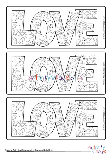 Love colouring bookmarks