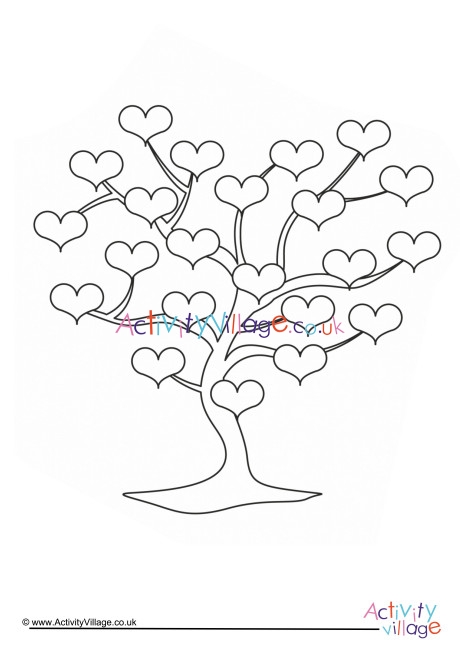 Love Tree Colouring Page