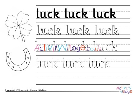 Luck Handwriting Worksheet