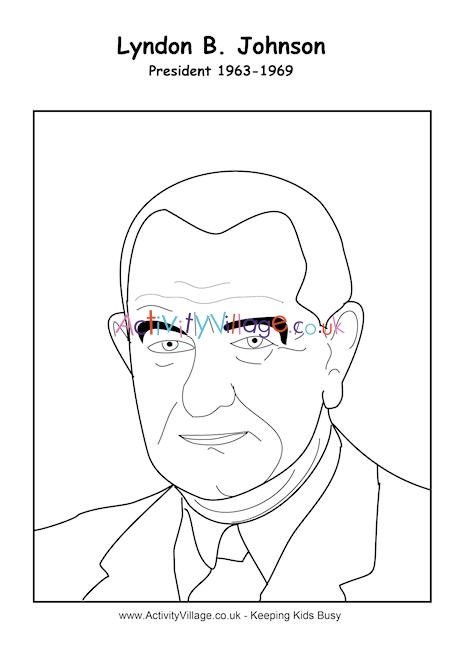 Lyndon B Johnson colouring page