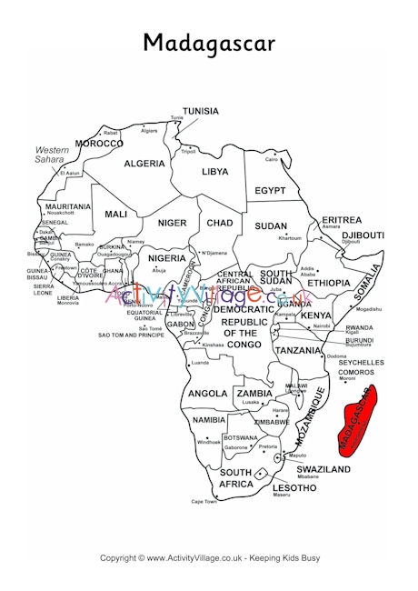 Madagascar on Map of Africa