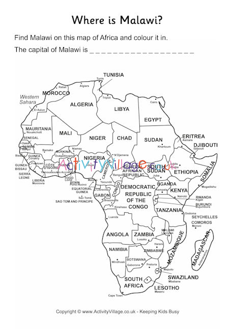 Malawi Location Worksheet