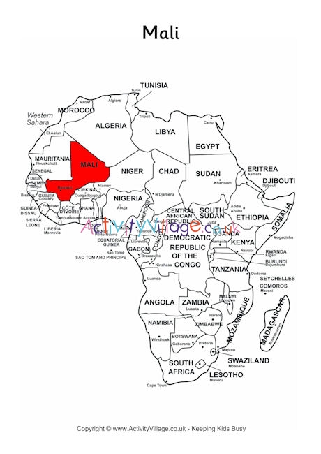 Mali on Map of Africa