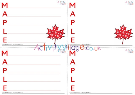 Maple Acrostic Poem Printable