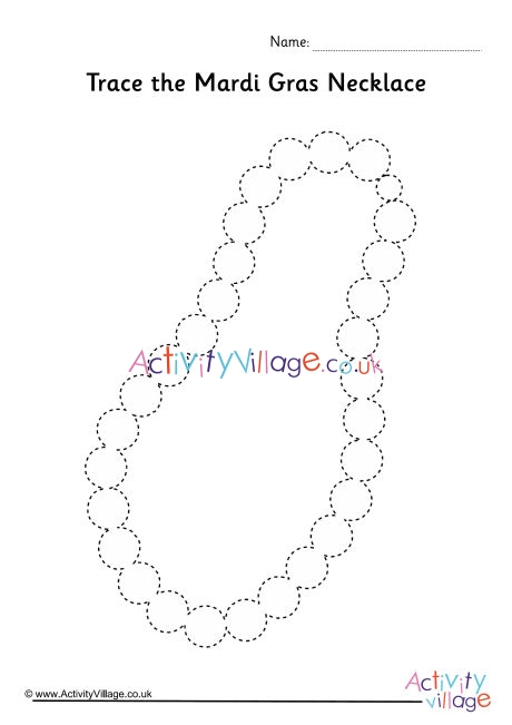 Mardi Gras necklace tracing page