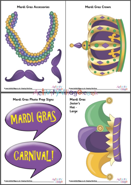 Mardi Gras photo props complete pack