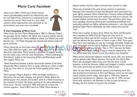 Marie Curie Factsheet