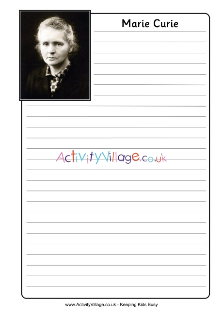 Marie Curie Notebooking Page 1