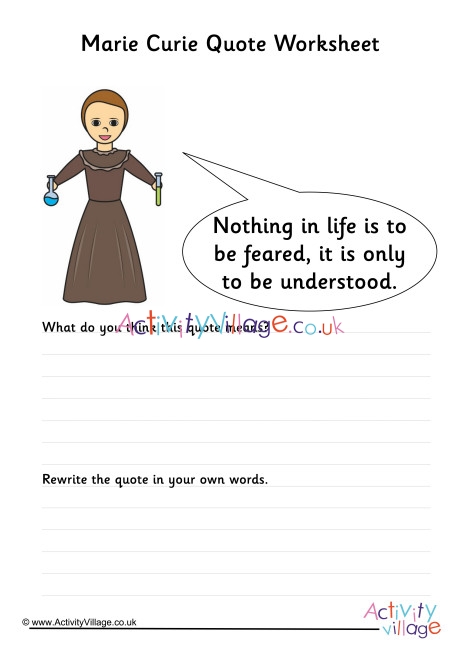 Marie Curie Quote Worksheet