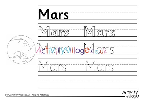 Mars handwriting worksheet