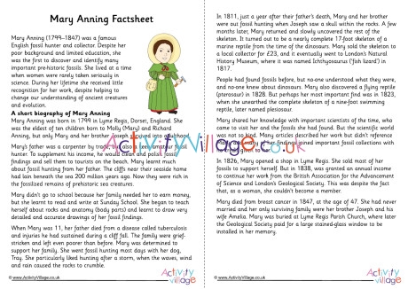 Mary Anning Factsheet