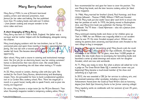 Mary Berry Factsheet