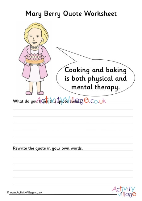Mary Berry Quote Worksheet