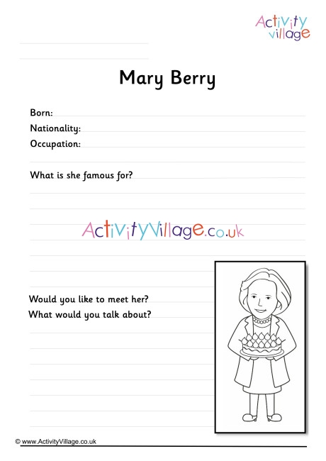 Mary Berry Worksheet