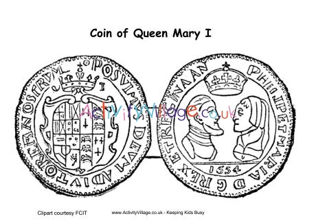 Mary I coins colouring page