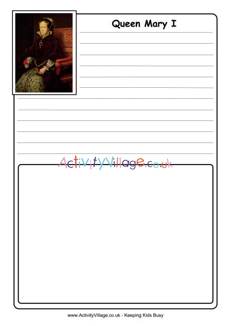 Mary I notebooking page