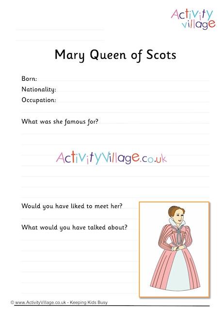 Mary Queen Of Scots Worksheet