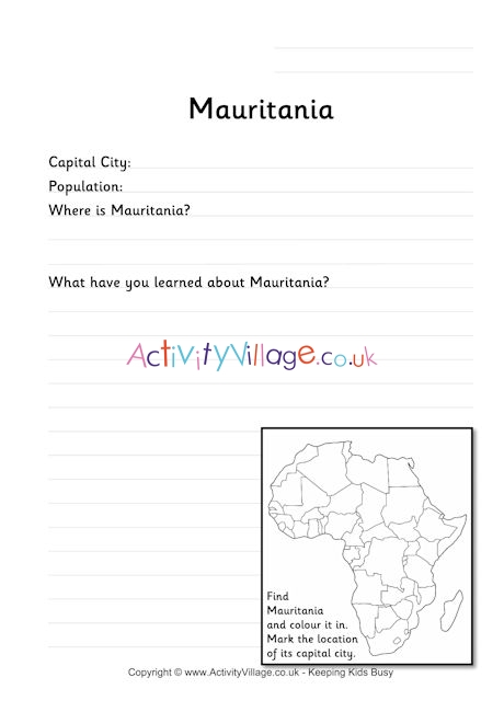 Mauritania worksheet