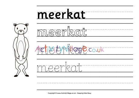 Meerkat handwriting worksheet