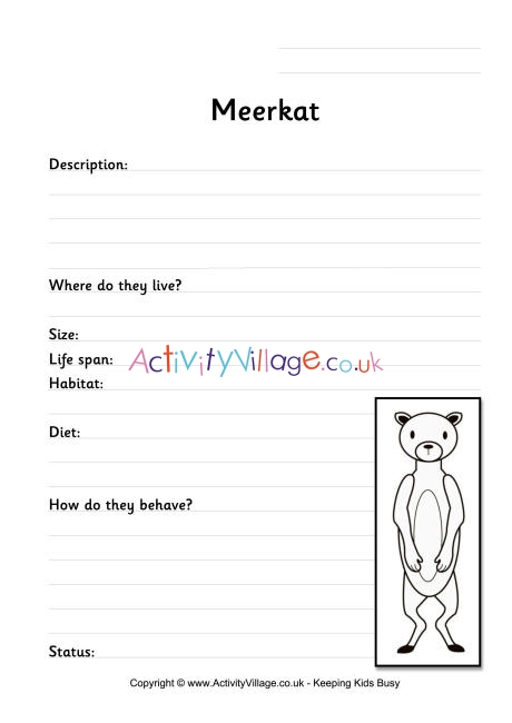 Meerkat worksheet 