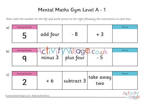 Mental maths gym level A pack 1