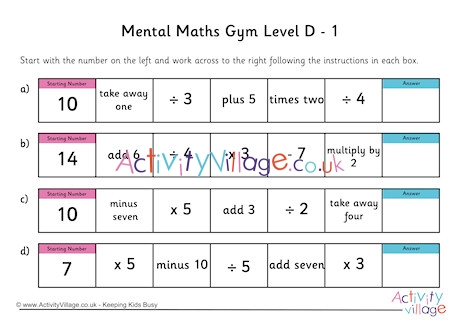 Mental Maths Gym Level D Pack 1